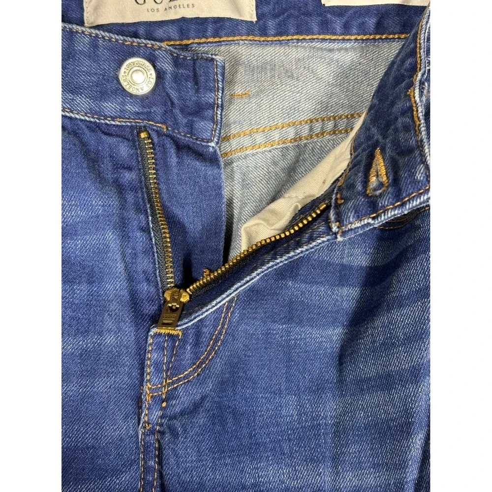 Guess Los Angeles Mens Slim Straight Distressed Blue Jeans Size 30 M71AS1R2J70‎